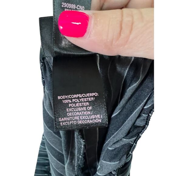 Victoria's Secret Black Gray Striped Pajama Pants Large Tie Front Elastic Waist - Picture 6 of 8